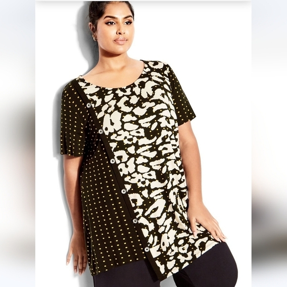 ZIM & ZOE 22/24 Jules Spliced Tunic Art to Wear Asymmetrical Hem Mixed Print - Picture 1 of 12